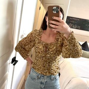 ASTR the Label Ruched Long Sleeve Blouse